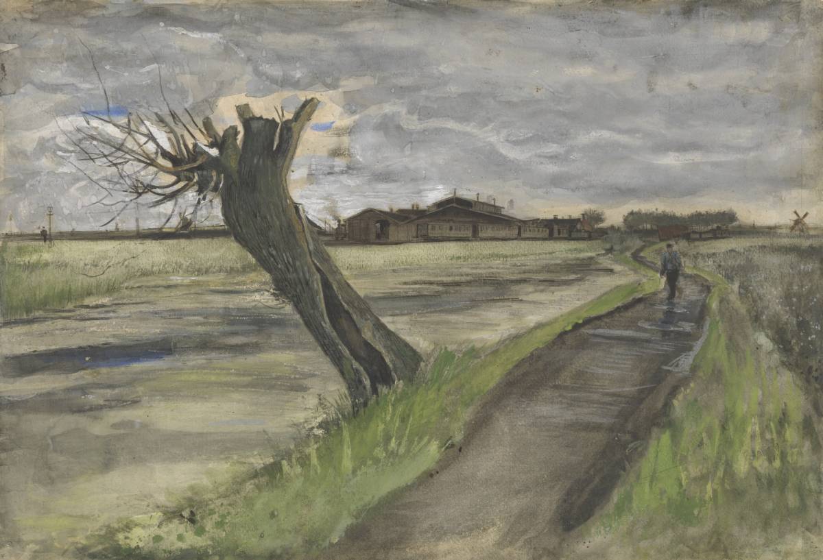 Vincent van Gogh, Knotwilg, juli 1882 potlood, inkt, waterverf, krijt, op papier, 38 x 55.8 cm, detail. Van Gogh Museum, Amsterdam (aankoop met steun van de BankGiro Loterij, de Vincent van Gogh Stichting, de Vereniging Rembrandt en haar Themafonds Prenten en Tekeningen, het Mondriaan Fonds en het VSBfonds)